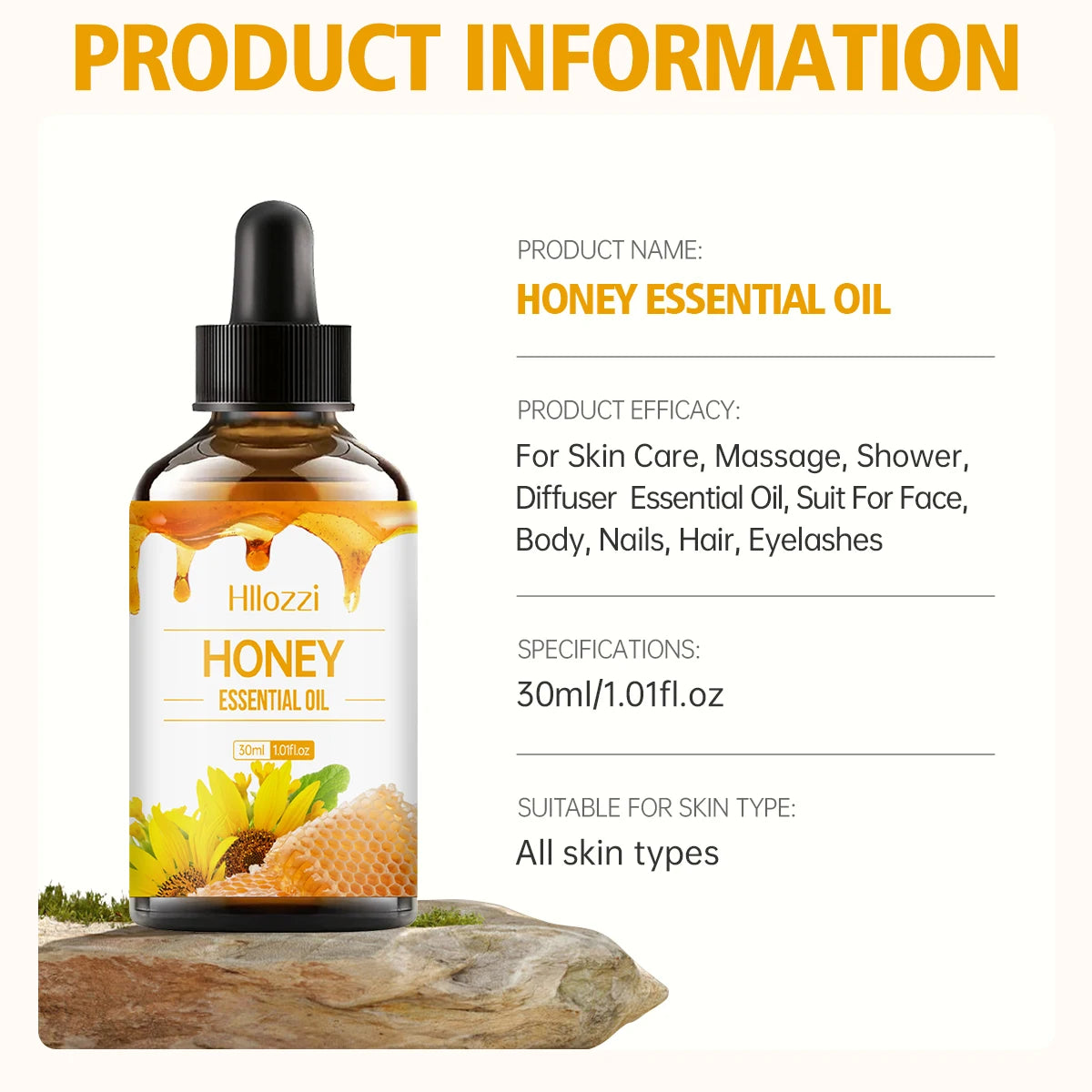 30Ml Honey Essential Oil Skin Care and Hair Care Massage Essential Oil Base Oil Aromatherapy Essential Oil Suitable for All Skin