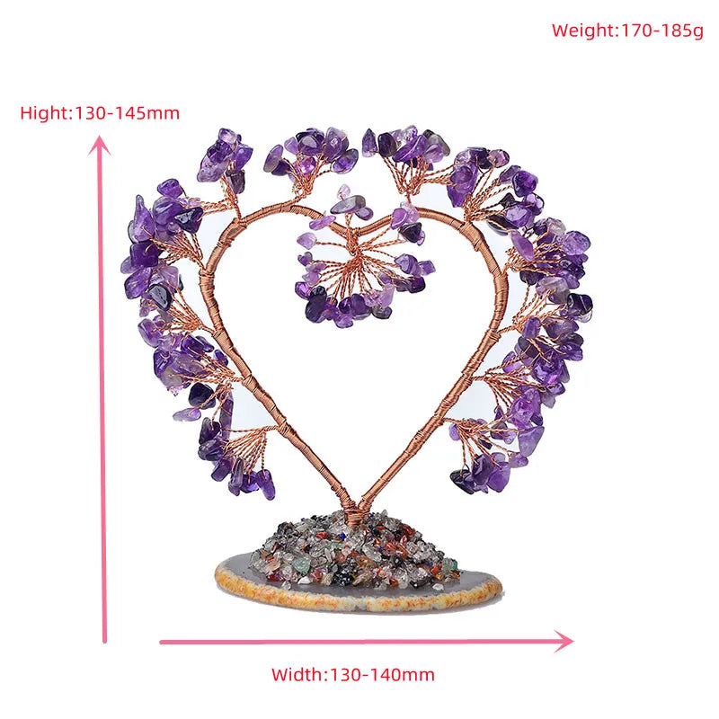 Natural Crystal Amethyst Lucky Tree Love Handmade Gemstone Decoration Agate Slices Stone Mineral Ornaments Office Decor Gift