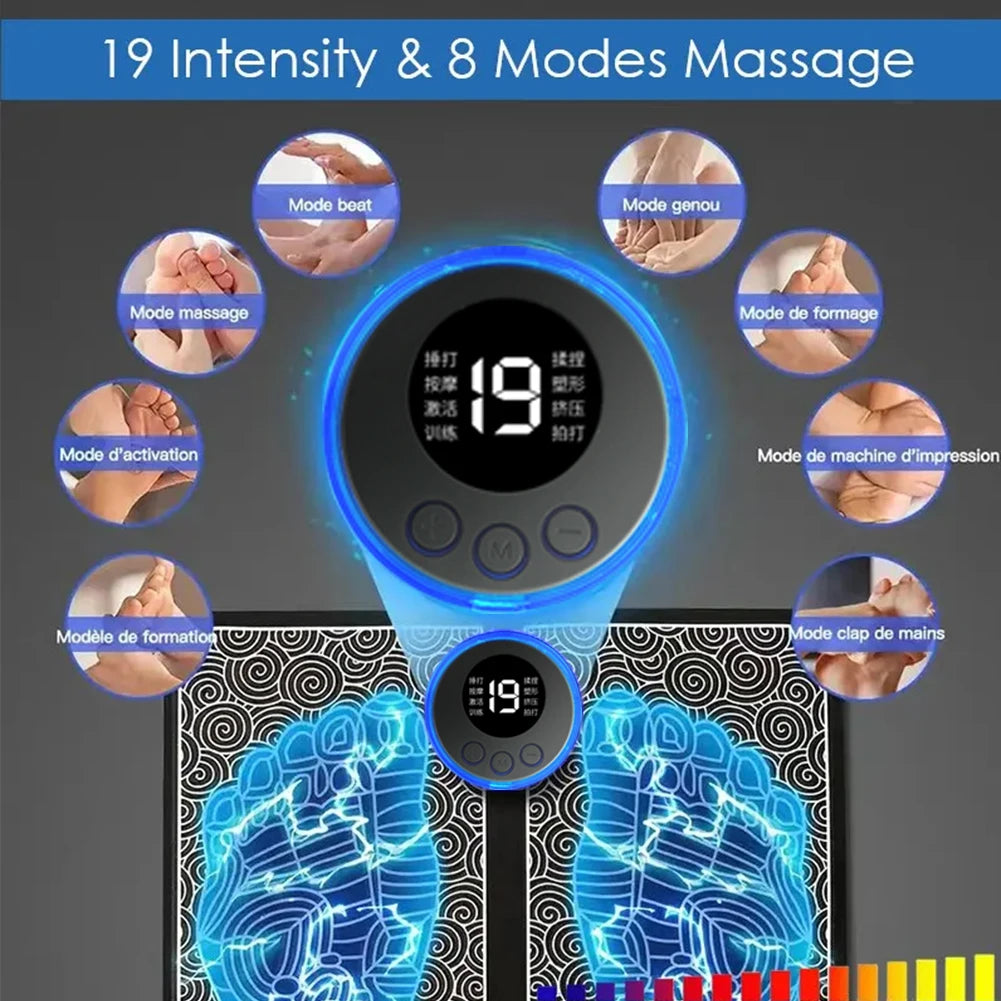 EMS Foot Massager Relaxation Pads Electric Massage Tool to Relieve Sore Feet Leg Cramps Ankle Sprain Swollen Feet Care