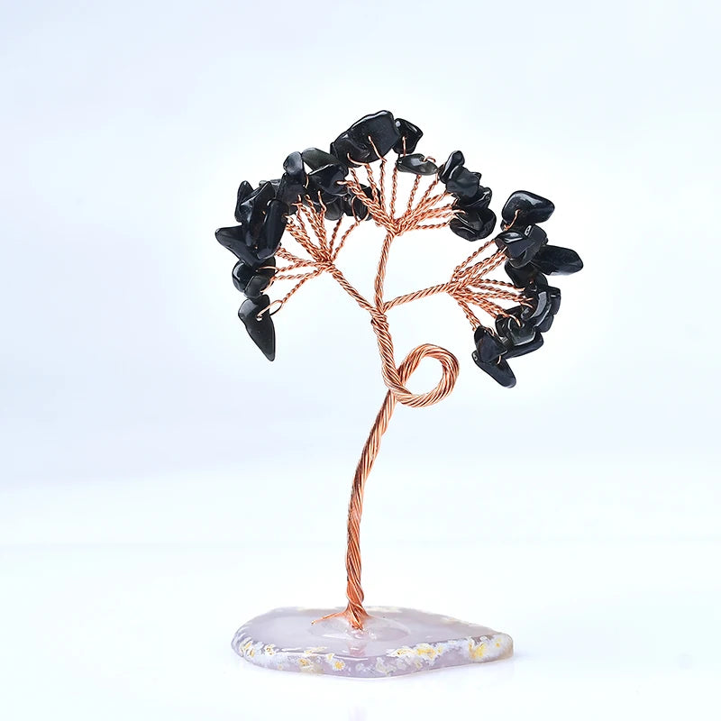 Natural Crystal Tree Amethyst Rose Quartz Olivine Lucky Tree Decor Agate Slices Gravle Stone Mineral Ornaments Home Decor Gifts