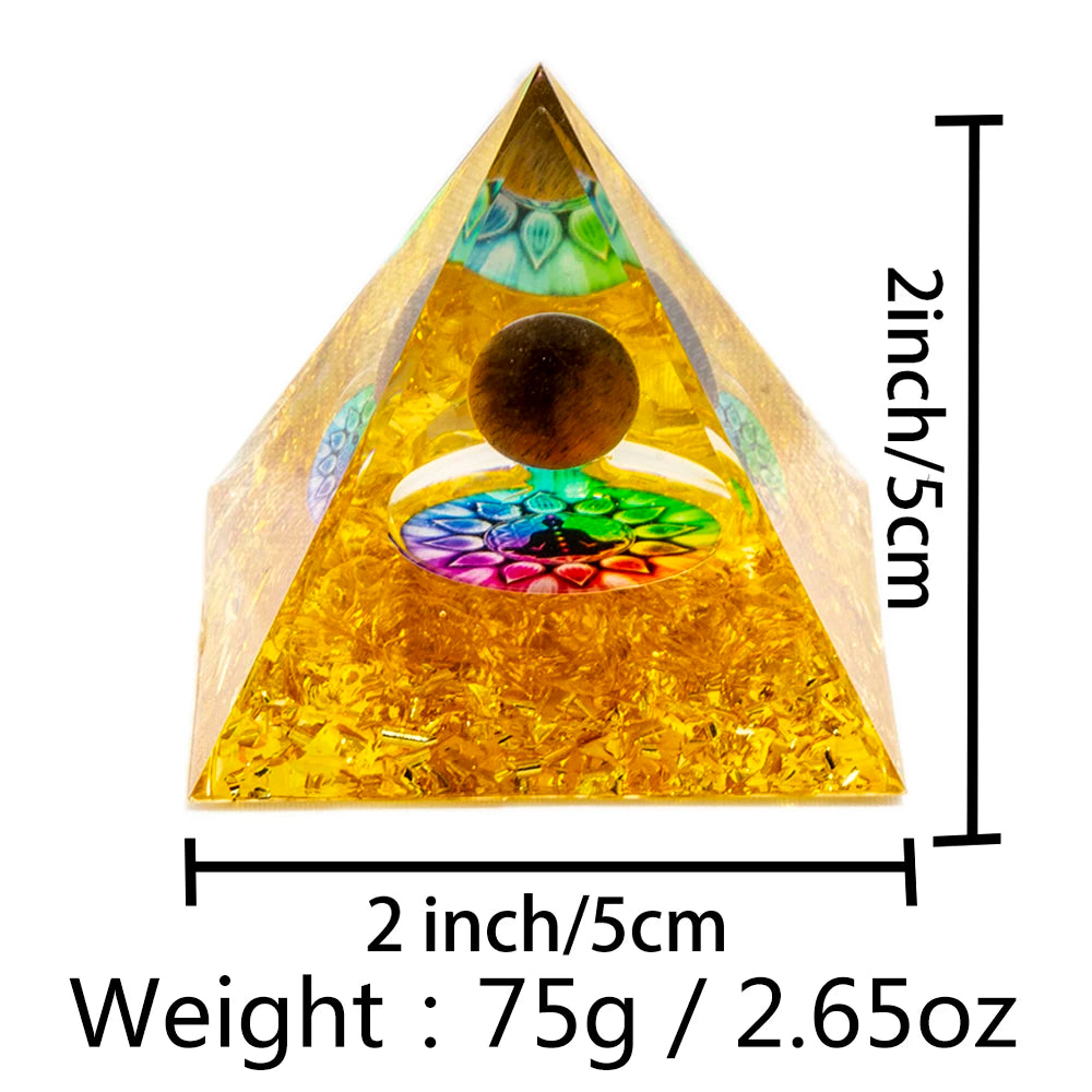 5Cm/2Inch Orgone Pyramid the Zodiac Pyramid Chakra Energy Healing Crystal Pyramid for Health Lucky Success Home Decor Gift
