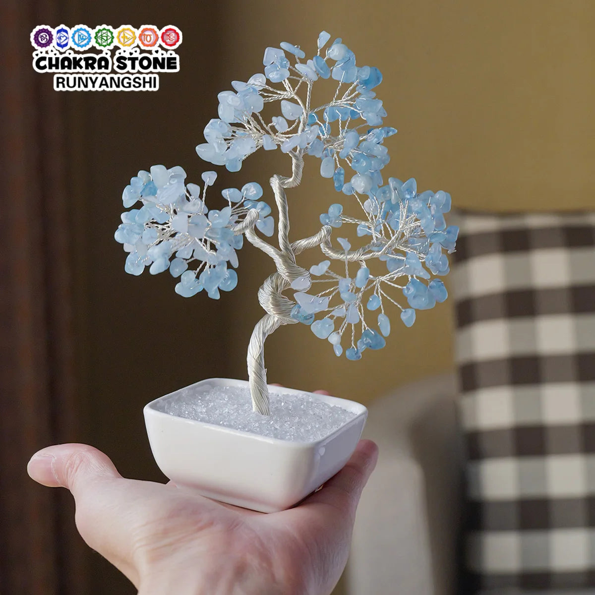 1PC Crystal Tree Natural Gemstone Bonsai with Copper Wire Vibrant Hand Crafted Home Decor Perfect Gift Christmas Halloween
