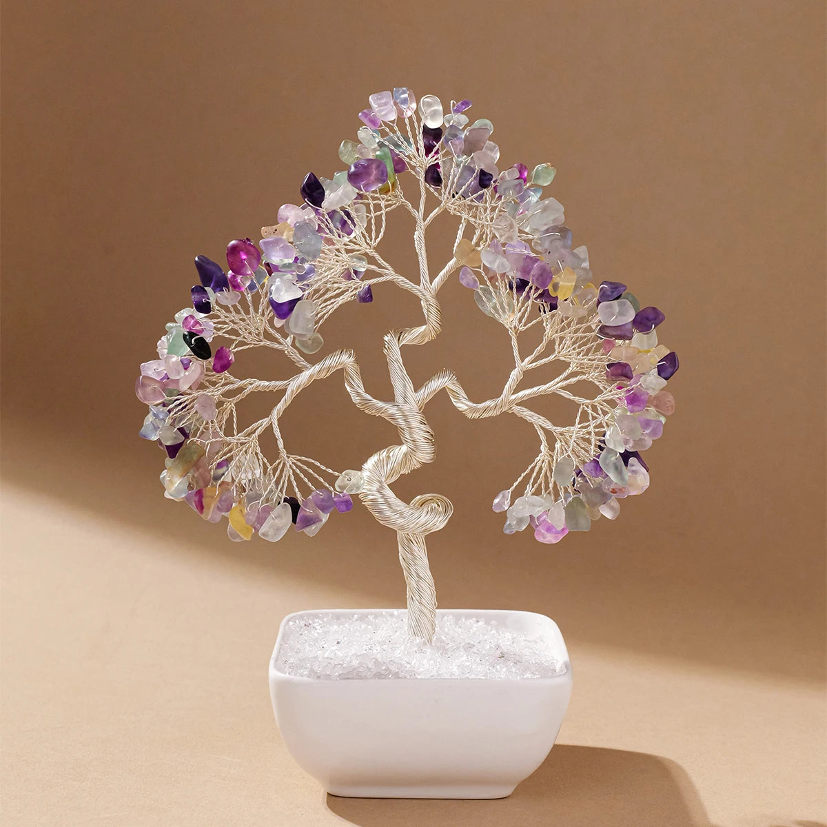 1PC Crystal Tree Natural Gemstone Bonsai with Copper Wire Vibrant Hand Crafted Home Decor Perfect Gift Christmas Halloween
