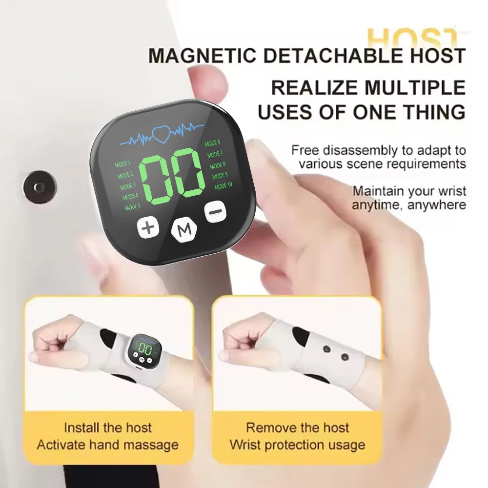 10 Modes 29 Levels Wrist Massager Electric Rechargeable Hand Vibration Massage Relieves Tenosynovitis and Carpal Tunnel Fatigue