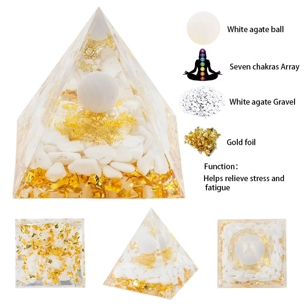 5Cm/2Inch Orgone Pyramid the Zodiac Pyramid Chakra Energy Healing Crystal Pyramid for Health Lucky Success Home Decor Gift