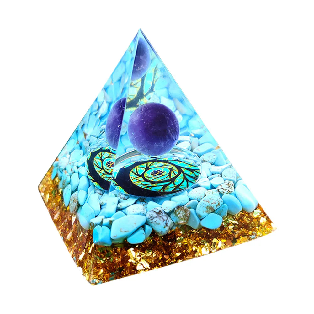 Natural Stone Crystal Orgonite Pyramid Reiki Chakra Healing Gemstone Tower Meditation Protection Office Decor Gifts