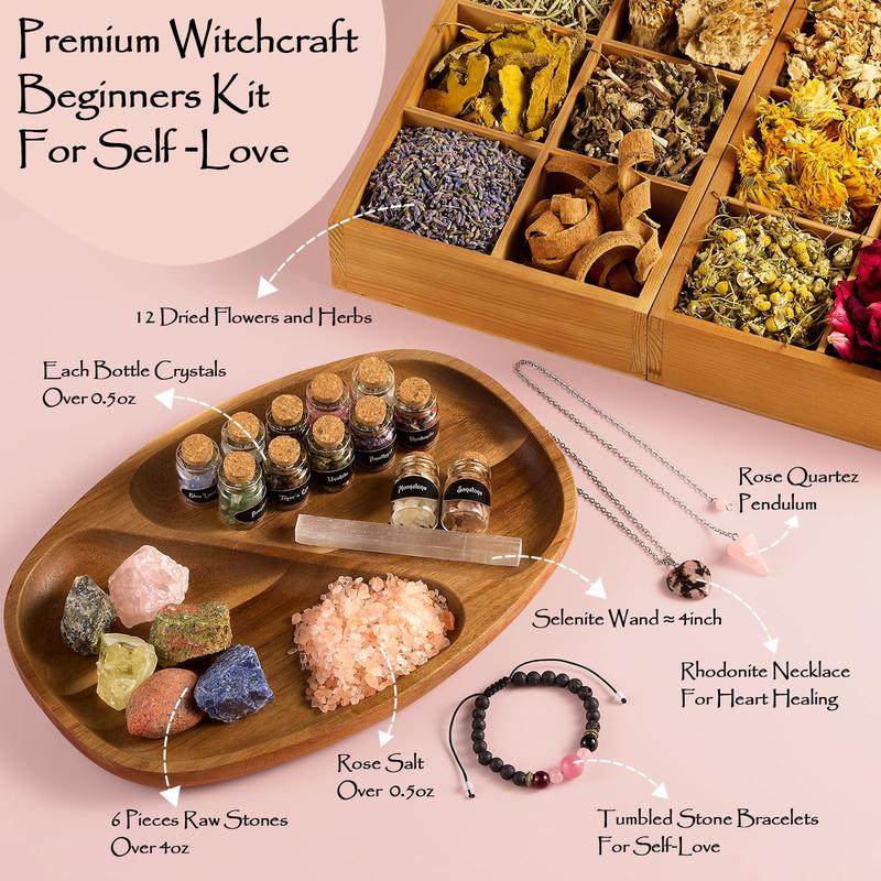 Self-Love Ritual Kit 75-Pack with 30+ Positive-Message Capsule Bottles, Self-Love Spell Kit with Self-Care Journal Workbook Witchy Gifts for Women