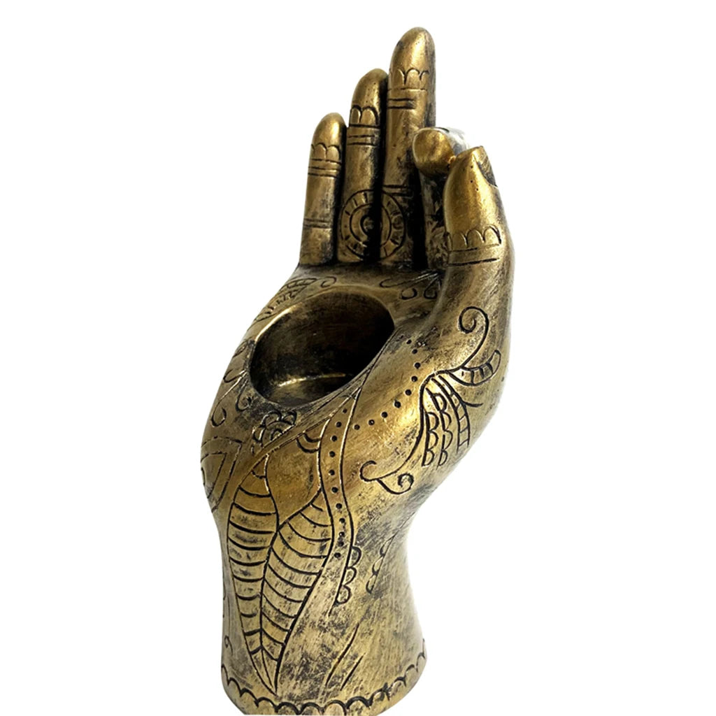 Buddha Hand Candle Holder Tabletop Tealight Holder Collectible Figurines Meditation Room Craft Candlestick Home Decoration