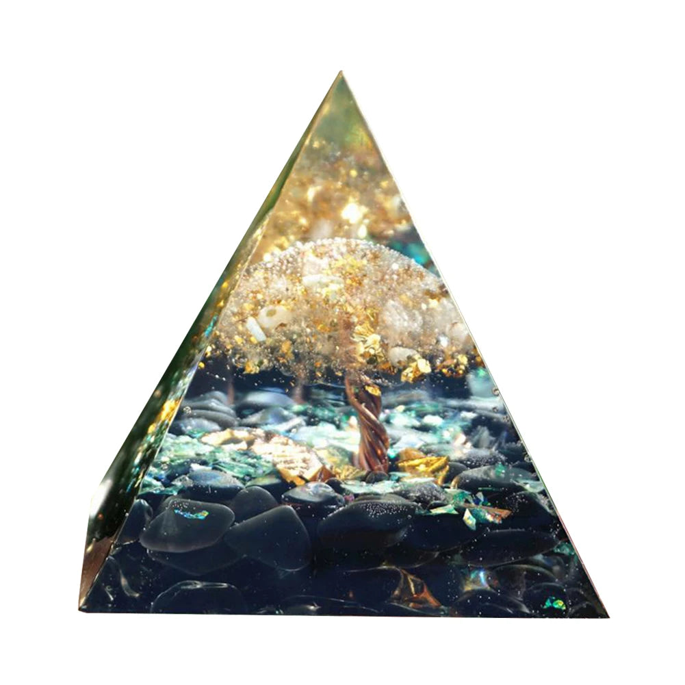 Natural Stone Crystal Orgonite Pyramid Reiki Chakra Healing Gemstone Tower Meditation Protection Office Decor Gifts