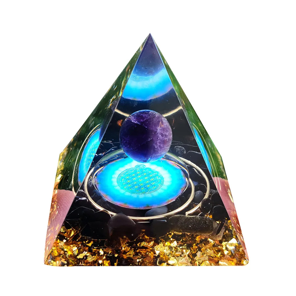 Natural Stone Crystal Orgonite Pyramid Reiki Chakra Healing Gemstone Tower Meditation Protection Office Decor Gifts