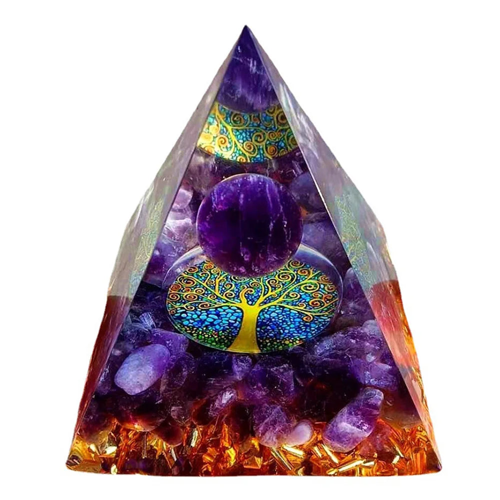 Natural Stone Crystal Orgonite Pyramid Reiki Chakra Healing Gemstone Tower Meditation Protection Office Decor Gifts